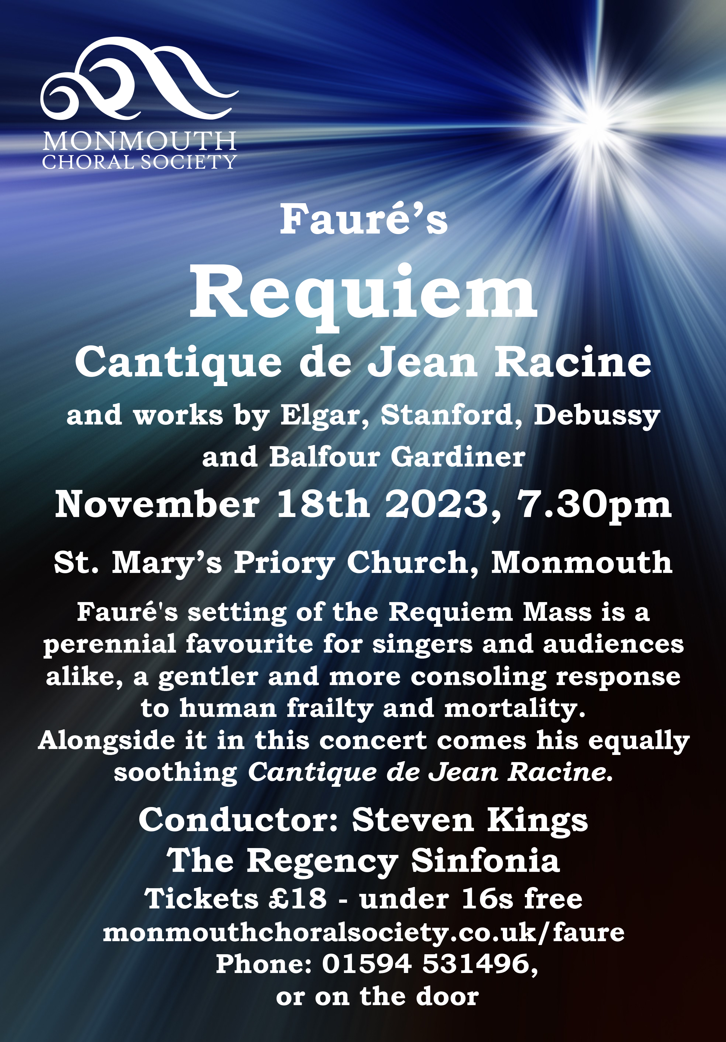 Monmouth Choral Society - 18/11/2023 7:30pm - Faure Requiem and